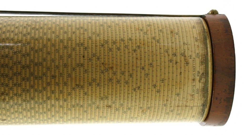 Close up of Fuller's Spiral Slide Rule